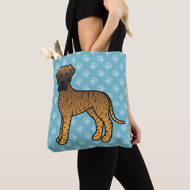 Brindle Coat Pattern Great Dane Cartoon Dog Tasche (Von Nahem)