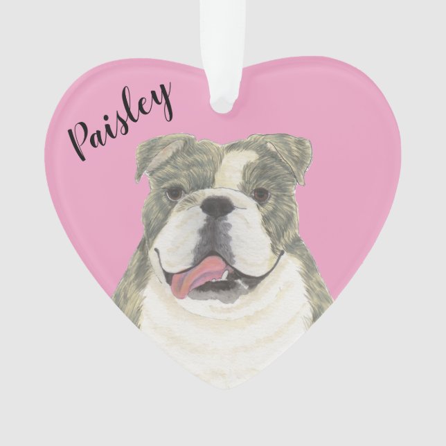 Brindle Coeur Rose Anglais Bulldog (devant)