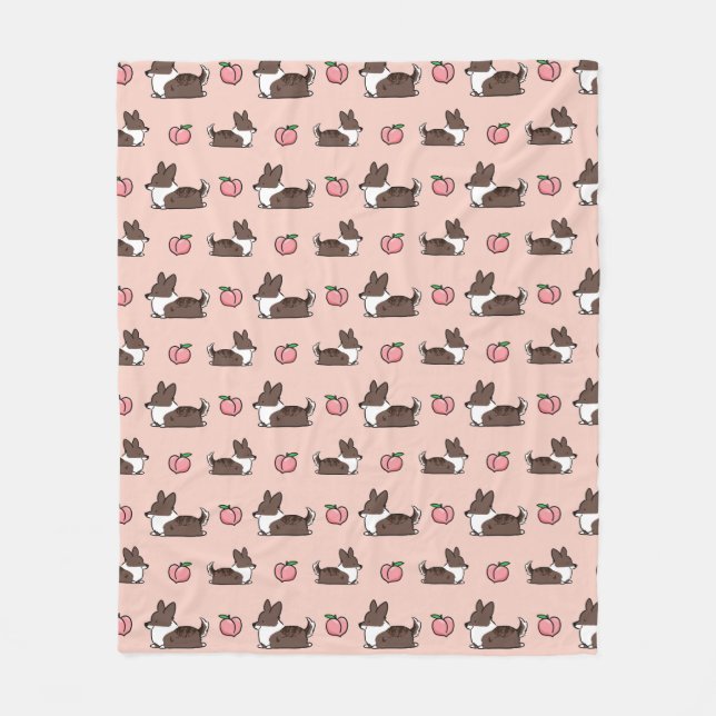 Brindle Corgi-Pfirsich Sploot Fleece-Decke Fleecedecke (Vorderseite)