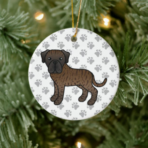 Brindle English Mastiff Niedlich Cartoon Dog Keramik Ornament