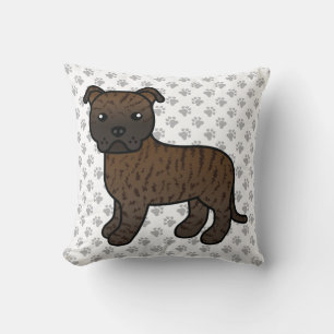 Brindle English Staffie Süßer Cartoon-Hund & Pfote Kissen