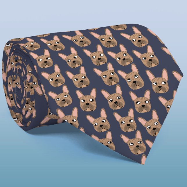 Brindle Français Bulldog Cravate bleu (Brindle French Bulldog neck tie)