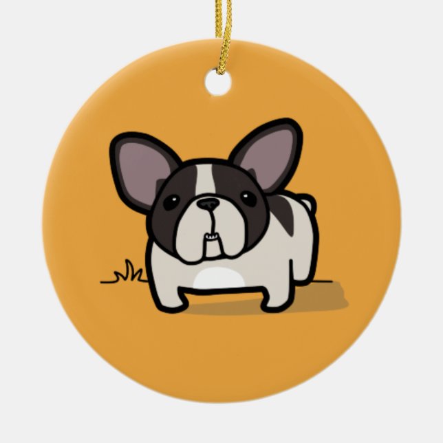 Brindle geschecktes Frenchie Keramikornament (Vorne)