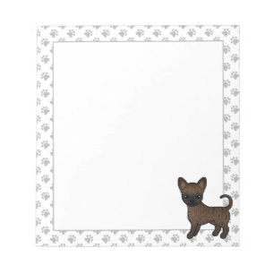 Brindle Glatthaar Chihuahua Cartoon Hund & Pfoten Notizblock
