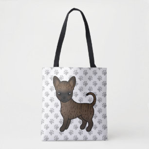 Brindle Glatthaar Chihuahua Cartoon Hund & Pfoten Tasche