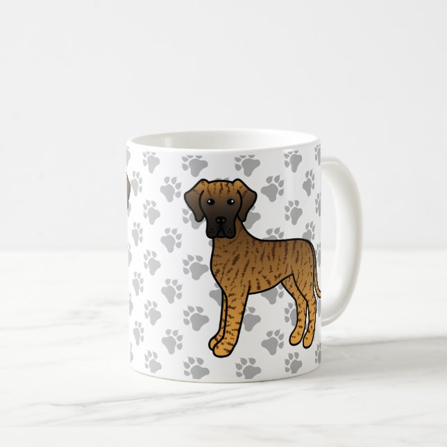 Brindle Great Dane Niedlich Cartoon Dog Kaffeetasse (VorderseiteRechts)