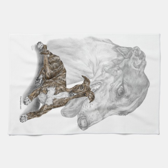 Brindle Greyhound Dog Art Geschirrtuch (Horizontal)