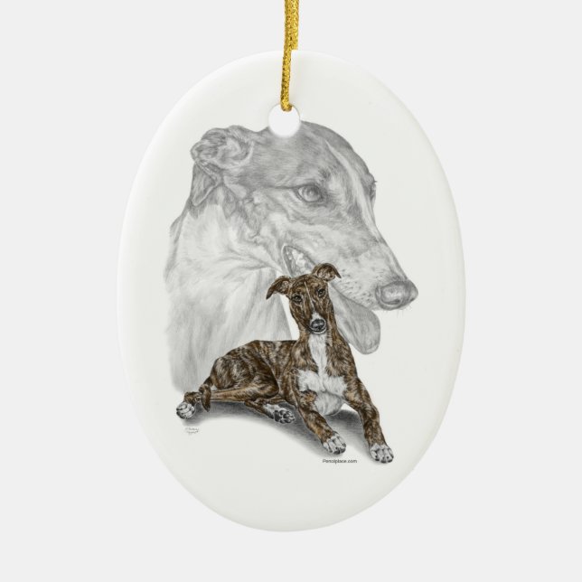 Brindle Greyhound Dog Art Keramik Ornament (Vorne)