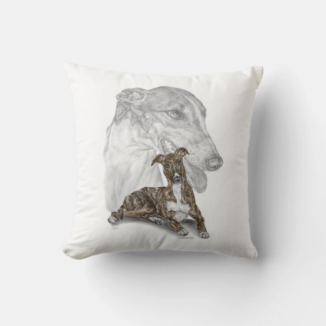 Brindle Greyhound Dog Art Kissen (Vorderseite)