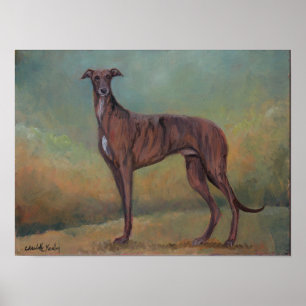 Brindle Greyhound Dog Art Poster