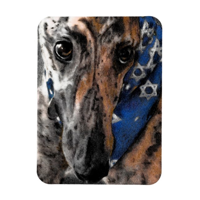 Brindle Greyhound in ihrem Urlaub Bandana Magnet (Vertikal)