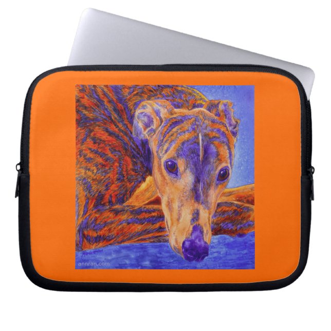 Brindle Greyhound Laptop Sleeve - "Ace" (Vorderseite)