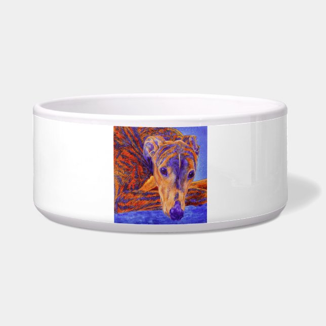 Brindle Greyhound Pet Bowl - "Ace" Napf (Vorderseite)