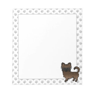 Brindle Langhaar Chihuahua Cartoon Hund & Pfoten Notizblock
