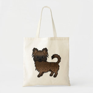 Brindle Langhaar Chihuahua Süßer Cartoon-Hund Tragetasche