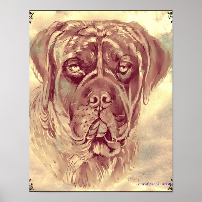 Brindle Mastiff Poster von Carol Zeock (Vorne)