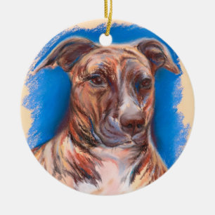 Brindle Pit Bull Dog Keramik Ornament