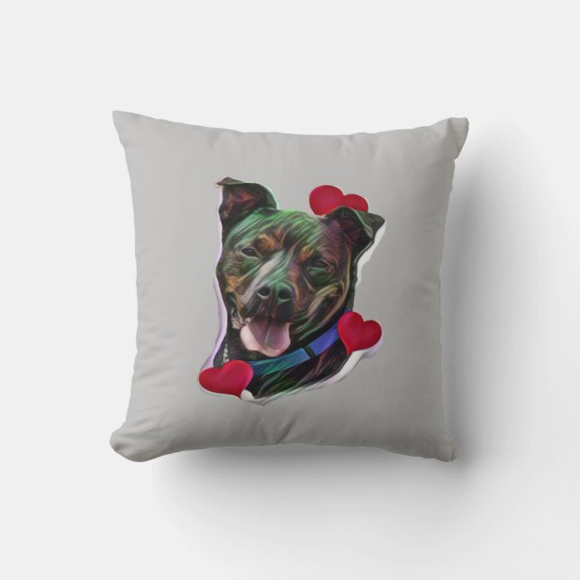 Brindle Pit Bull Staffordshire Herz Kissen (Vorderseite)