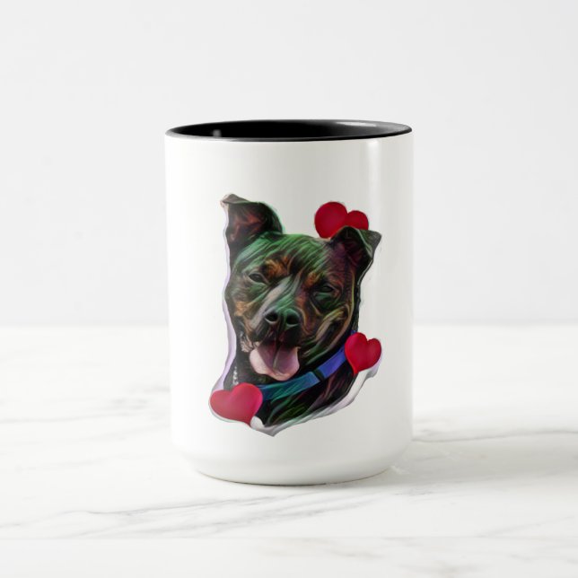 Brindle Pit Bull Staffordshire Herz Tasse (Zentrum)
