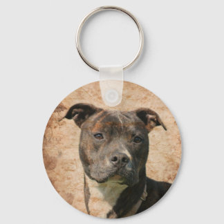 Brindle-Pitbulle-Gesicht Schlüsselanhänger