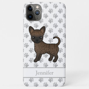 Brindle Smooth Coat Chihuahua Cartoon Dog & Name Case-Mate iPhone Hülle