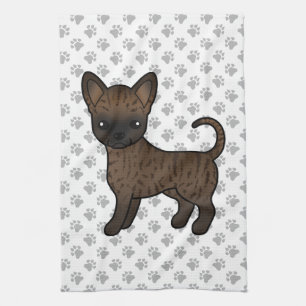 Brindle Smooth Coat Chihuahua Cartoon Dog & Paws Geschirrtuch