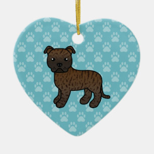 Brindle Staffordshire Bull Terrier Hundzeichnung Keramik Ornament