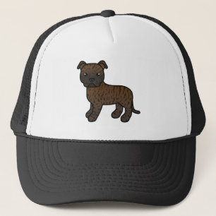 Brindle Staffordshire Bull Terrier Hundzeichnung Truckerkappe