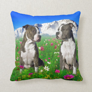 Brindle u. blaue Staffordshire- u. Pitbull-Hunde Kissen