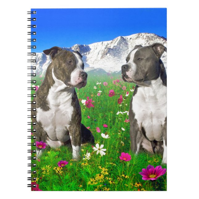 Brindle u. blaue Staffordshire- u. Pitbull-Hunde Notizblock (Vorderseite)