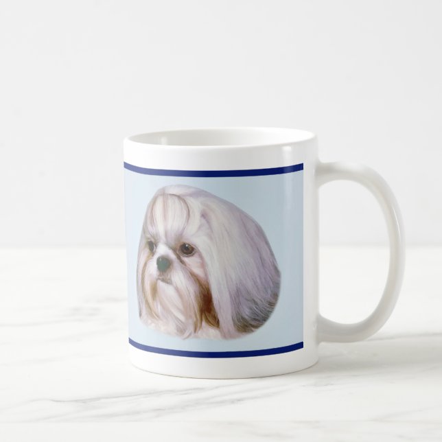Brindle und weißer Hund Shih Tzu Tasse (Rechts)