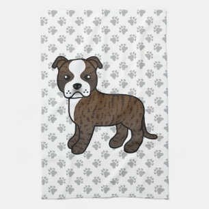 Brindle- und Weißer Staffordshire-Bullterrier-Hund Geschirrtuch