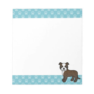 Brindle und White Staffordshire Bull Terrier Dog Notizblock