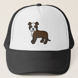 Brindle-weißer Staffordshire-Bullterrier-Hund Truckerkappe