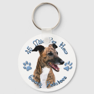 Brindle Windhund-Stubenhocker Schlüsselanhänger