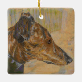 Brindle Windhund-Weihnachtsverzierung Keramikornament