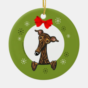 Brindle Windhund Whippet Weihnachtsklassiker Keramikornament