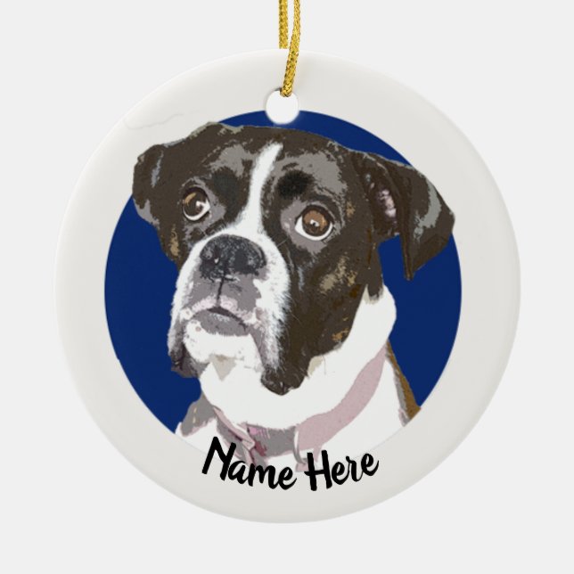 BrindleBoxer Hundeweihnachtsverzierung Keramik Ornament (Vorne)