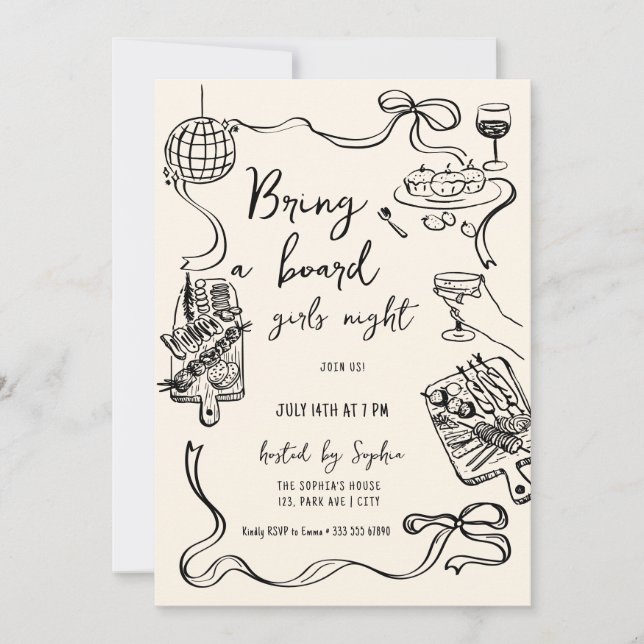 Bring a Board Girls Night Invitation Einladung (Vorderseite)