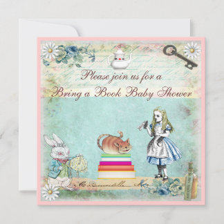 Bring a Book Alice & Cheshire Cat Baby Shower Einladung