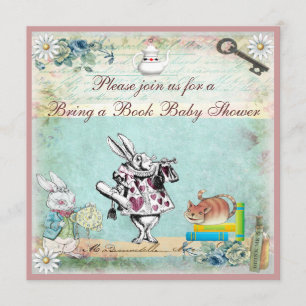 Bring a Book Alice & Cheshire Cat Baby Shower Einladung
