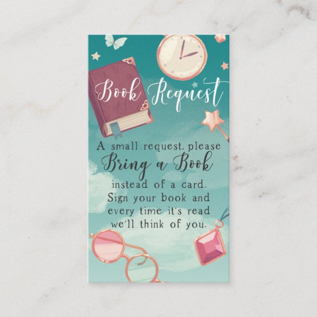 Bring a book instead of a card baby shower request visitenkarte (Vorderseite)