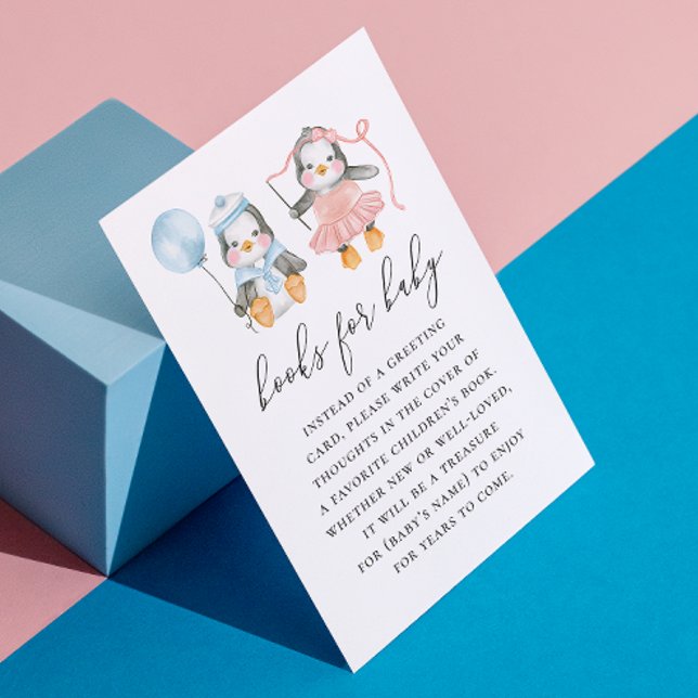 Bring ein Buch für das Baby. Niedlicher Pinguin Begleitkarte (Von Creator hochgeladen)