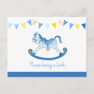 Bring ein Buch Schaukelpferd Babyparty blaue Karte