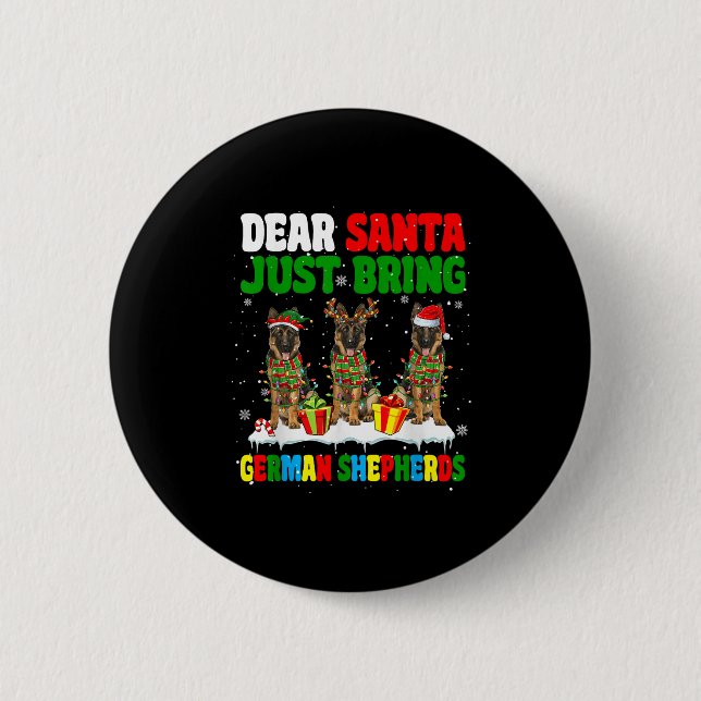 Bring einfach deutsche Schäferhunde Xmas Drei Sant Button (Vorderseite)