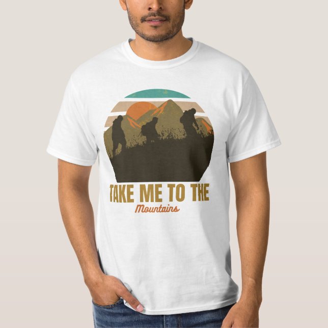 "Bring mich in die Berge" Retro-Silhouette T-Shirt (Vorderseite)