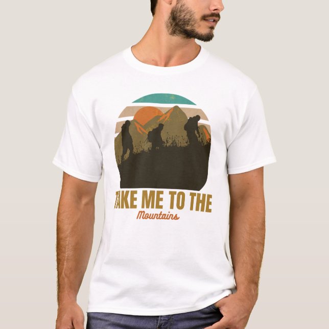 "Bring mich in die Berge" Retro-Silhouette T-Shirt (Vorderseite)