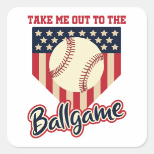 Bring mich raus zum Ballgame - Patriotische Aufkle Quadratischer Aufkleber