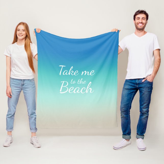 "Bring mich zum Strand" Modernes Blue Ombre Fleecedecke (Beispiel)
