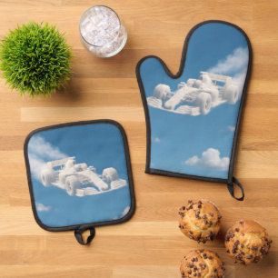 Bring mir den Cloud Racer, surrealer F1-Sky-Art-Of Ofenhandschuh & Topflappen-Set